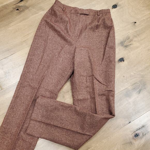 Willi Smith Sz 8 Herringbone Fully Lined Wool Blend Dress Pants Maroon/Tan/Gold - Picture 1 of 9